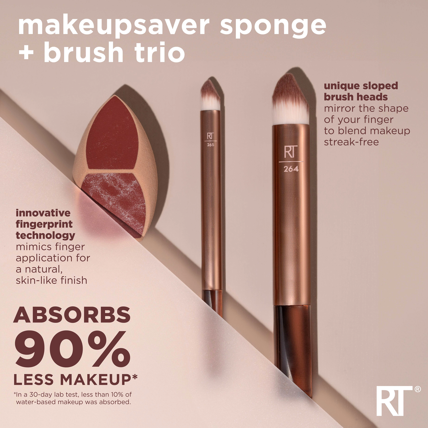 RWAL TECHNIQUE Makeupsaver Sponge + Brush Trio 2